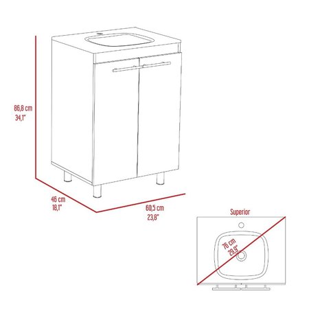 Tuhome Khari 24 in. Floor Cabinet, Double Door, Two Shelves, White MLB5587